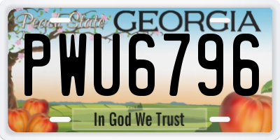 GA license plate PWU6796