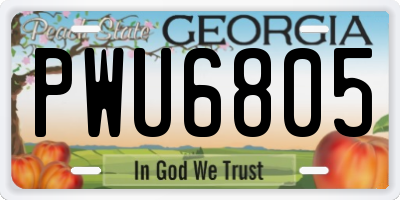 GA license plate PWU6805