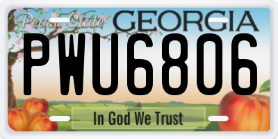 GA license plate PWU6806