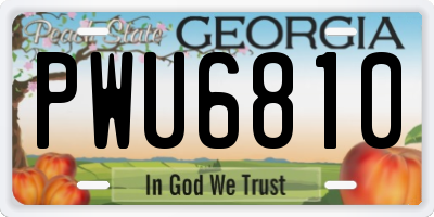 GA license plate PWU6810