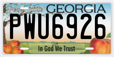 GA license plate PWU6926