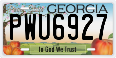 GA license plate PWU6927