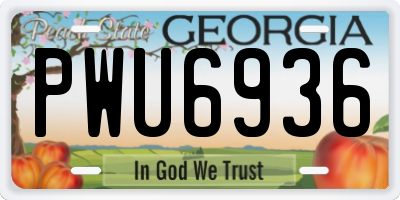 GA license plate PWU6936