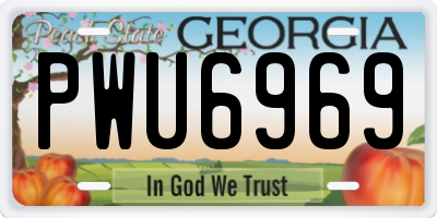 GA license plate PWU6969