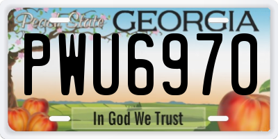 GA license plate PWU6970