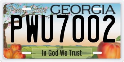GA license plate PWU7002