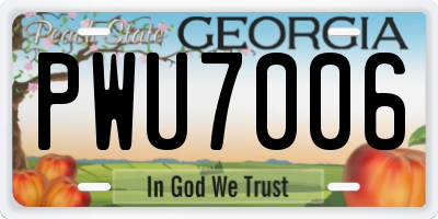 GA license plate PWU7006