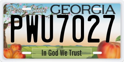 GA license plate PWU7027