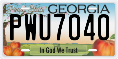 GA license plate PWU7040