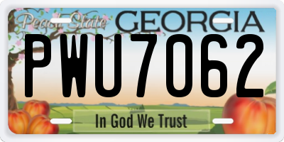 GA license plate PWU7062