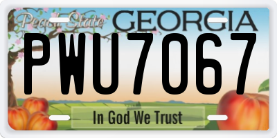 GA license plate PWU7067