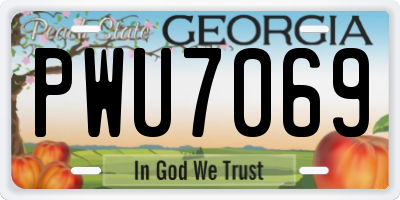 GA license plate PWU7069