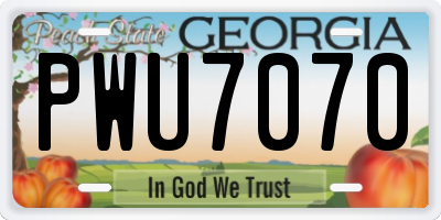 GA license plate PWU7070