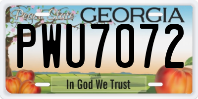 GA license plate PWU7072