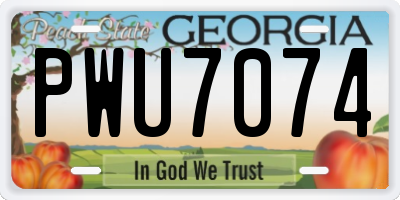 GA license plate PWU7074