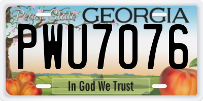 GA license plate PWU7076