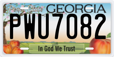 GA license plate PWU7082