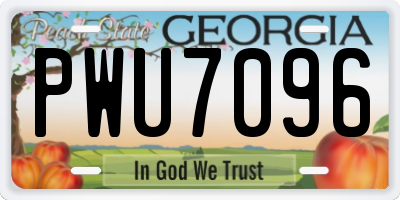 GA license plate PWU7096