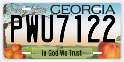 GA license plate PWU7122