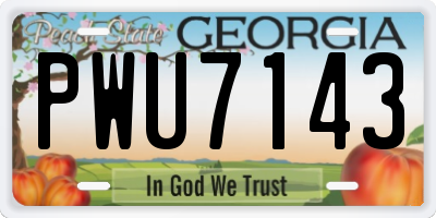 GA license plate PWU7143