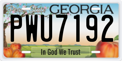 GA license plate PWU7192