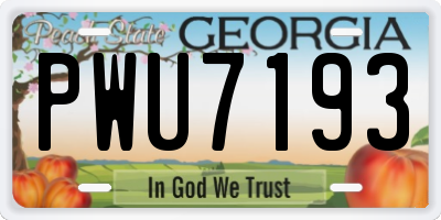 GA license plate PWU7193