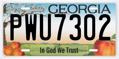 GA license plate PWU7302