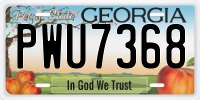 GA license plate PWU7368