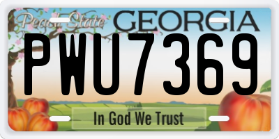 GA license plate PWU7369