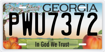 GA license plate PWU7372