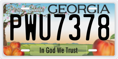 GA license plate PWU7378