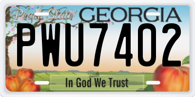 GA license plate PWU7402