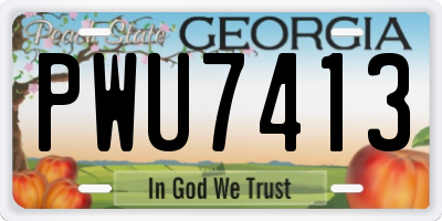 GA license plate PWU7413