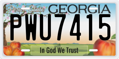 GA license plate PWU7415