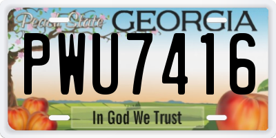 GA license plate PWU7416
