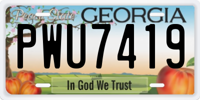 GA license plate PWU7419