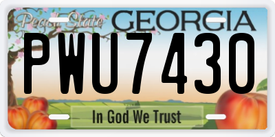 GA license plate PWU7430