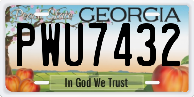 GA license plate PWU7432
