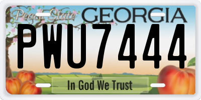 GA license plate PWU7444