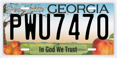 GA license plate PWU7470