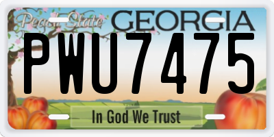 GA license plate PWU7475