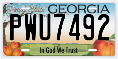 GA license plate PWU7492
