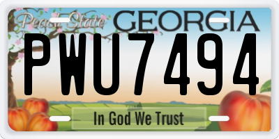 GA license plate PWU7494
