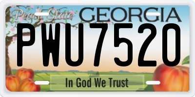 GA license plate PWU7520