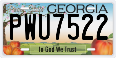 GA license plate PWU7522