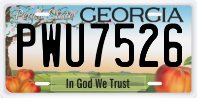 GA license plate PWU7526