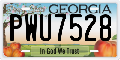GA license plate PWU7528