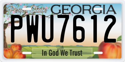 GA license plate PWU7612