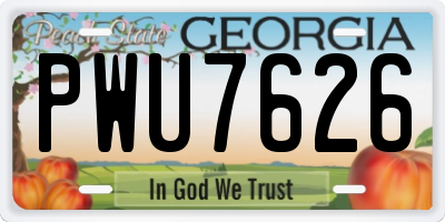 GA license plate PWU7626