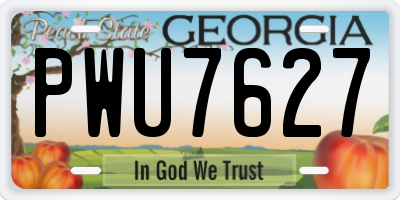 GA license plate PWU7627